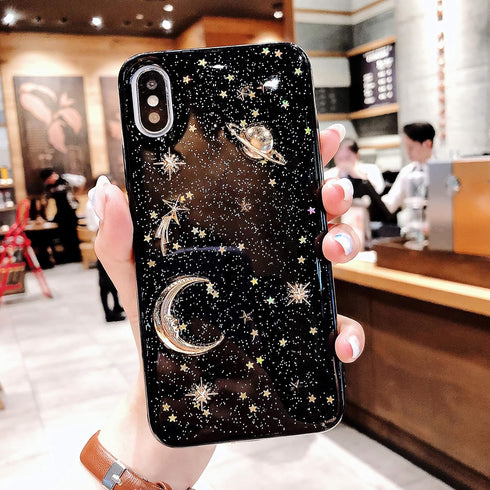 for iPhone XR Case Bling Planet Glitter with Space Sparkle Moon Star Universe Soft TPU Silicone Shockproof Protective Cases Cover for iPhone XR...