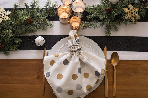 DII Cabana Dobby Stripe Tabletop Collection, 18x108-inch Table Runner, Black & White...