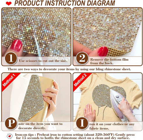 Locacrystal Bling Rhinestone Sticker DIY Car Decoration Stickers Self-Adhesive Hotfix Glitter Crystal Gem Sheet Sticker for Car&Craft Decoration w...