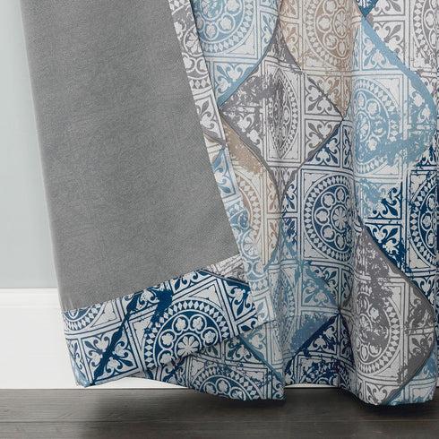 Sun Zero Reardon Global Medallion Print Energy Efficient Grommet Curtain Panel, 54" x 63", Indigo...