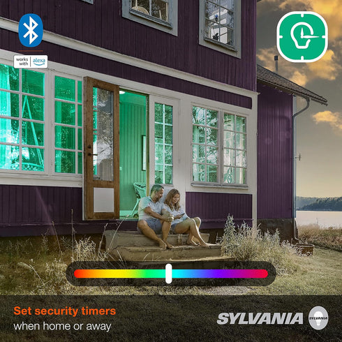 SYLVANIA Bluetooth Mesh LED Smart Light Bulb, One Touch Set Up, BR30 65W Replacement, E26, RGBW Full Color & Adjustable White, Works with Alexa On...
