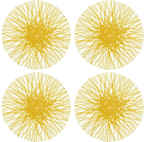 SARO LIFESTYLE Adalynn Collection Straw Design Placemats (Set of 4), 15", Yellow"...