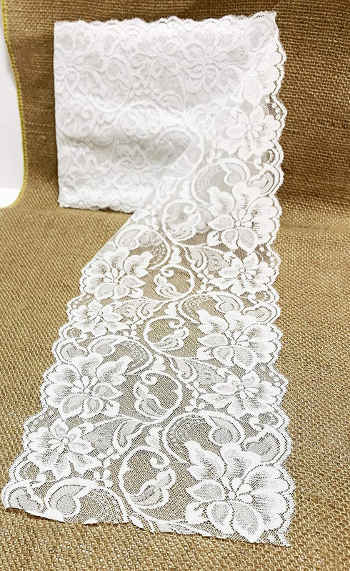 Natural White Floral Lace Yard Trim Soft Ribbon 6inch 15ft 5yards Eco Friendly, DIY Gift Wrapping, Weddings, Tie Backs Home Decor Crafts Decoratio...