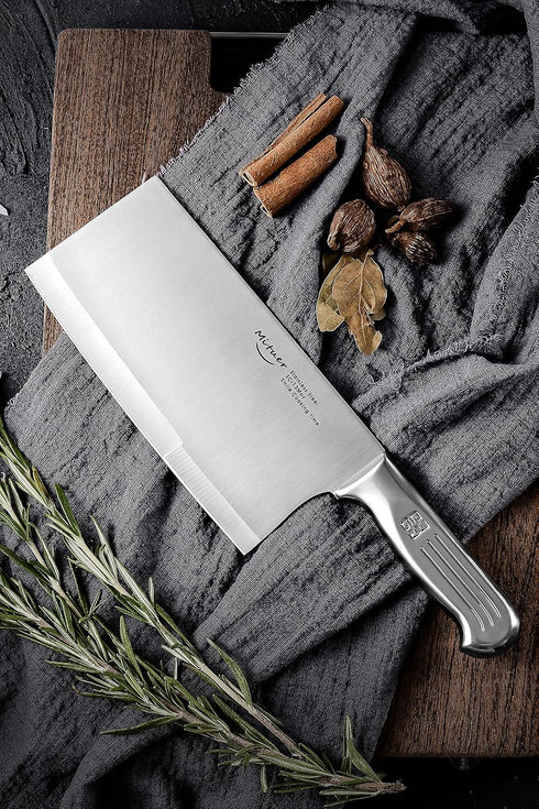 Meat Cleaver 7 inch Butcher Knife - Stainless Steel Chinese Chef Knife - Cleaver Knife for Restaurants and Home...