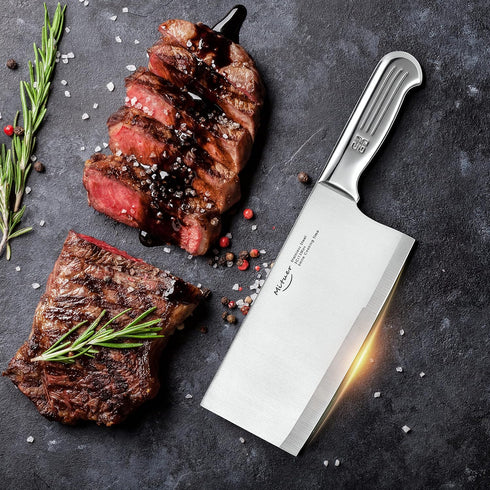 Meat Cleaver 7 inch Butcher Knife - Stainless Steel Chinese Chef Knife - Cleaver Knife for Restaurants and Home...