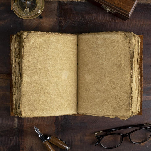 Leather Journal-Vintage Leatherbound Journal - Handmade Antique Deckle Edge Paper - Leather Sketchbook - Book of Shadows Journal - Thick Journal -...