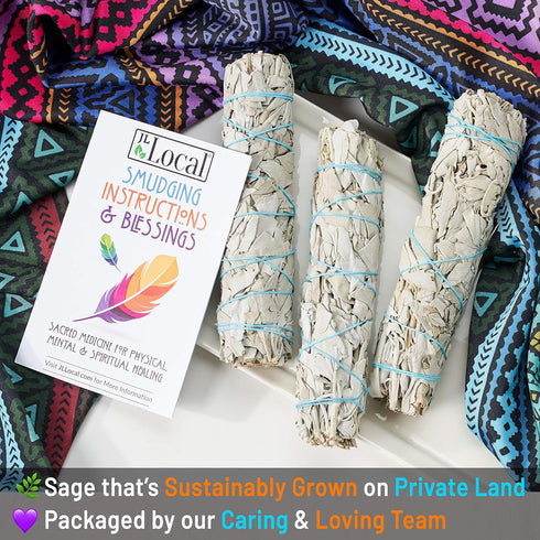 6" 3 Pack White Sage Smudge Sticks | 6-inch Large Wanderlust Smudging Wand Incense Stick for Cleansing, Purifying, Healing, Meditation, Yoga, Bles...