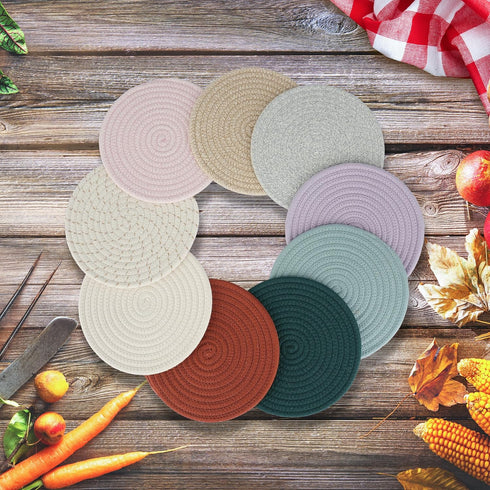 Trivets Set Pot Holders Set Coasters for Countertops Hot Mats Hot Pads 8 Inch Cotton Potholders for Kitchen Ideal for Hot Dishes, Pots, Pans, Teap...