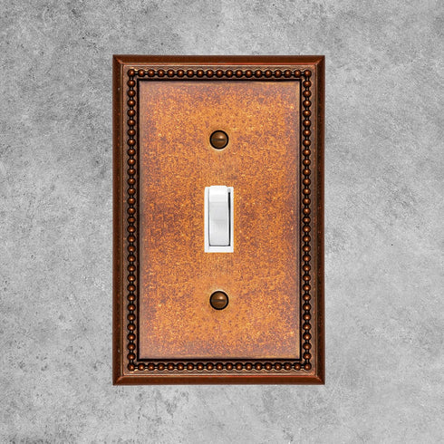 Raised Pearls Decorative Wall Plate Switch Plate Outlet Cover (Single Toggle, 3 Pack, Sponged Copper)...
