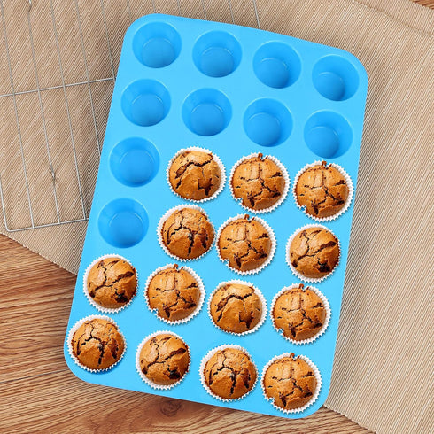 Silicone Muffin Pan, Cupcake Pan, 24 Cups, Food Grade Egg Muffin Baking Silicone Molds, Non-stick, 3 Pcs...