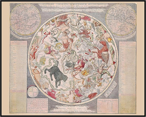 Posterizer 1 pcs-Carel Allard : Star Chart of the Northern Sky-Astrology & Zodiac Art-Astronomy & Celestial Art-Gift for Steampunk and Astrology L...