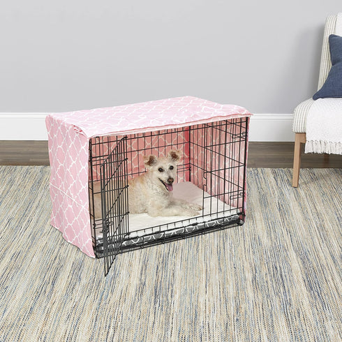 New World Pet Products Dog Crate Cover Featuring Teflon Fabric Protector, Dog Crate Cover Fits Midwest 30-Inch Dog Crates, Pink Designer Pattern...