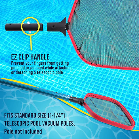U.S. Pool Supply Professional Heavy Duty Large Swimming Pool Leaf Skimmer Net - Strong Reinforced Aluminum Frame for Faster Cleaning & Easier Debr...