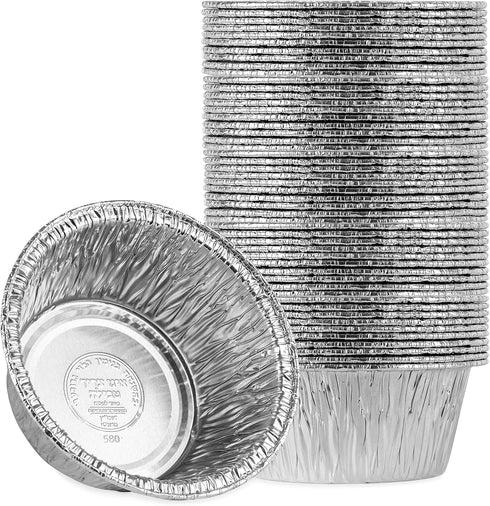 Plasticpro 4.5'' Inch Round Tin Foil Pans Disposable Aluminum, Freezer & Oven Safe Pack of 50...