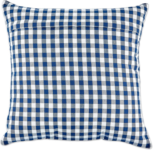DII Decorative Square Throw Pillow Cover Collection Cotton, Machine Washable, Hidden Zipper, 18x18, Navy Gingham, 4 Piece...