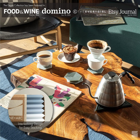 LINE+ARC Extra Thick Silicone Coasters (As Seen in NYTimes WireCutter) Waterproof Anti-Stain Heat-Safe Dishwasher-Safe Degr? Coasters (Set of 6, J...