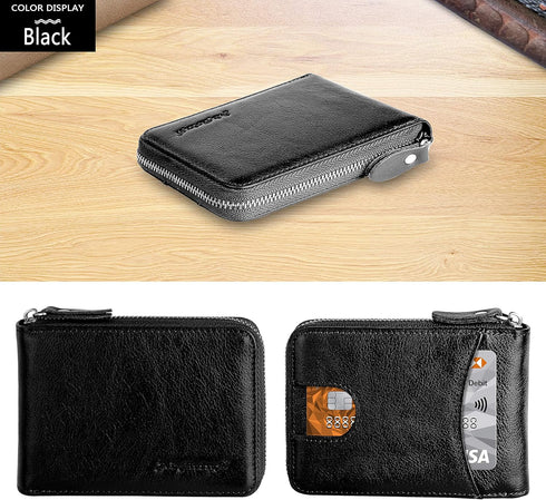 Men's Zipper Wallet Leather Bifold Wallets Slim RFID Blocking Zip Around Credit Card Holder Compact Small Wallet...