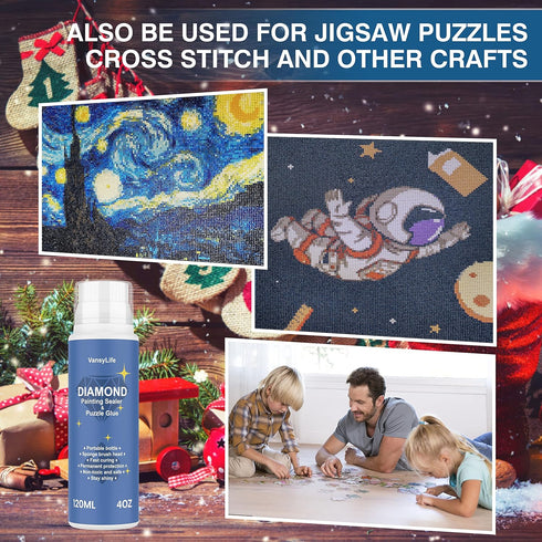 Diamond Painting Sealer 120ML with Sponge Head, 5D Diamond Painting Glue and Jigsaw Puzzle Glue for Permanent Hold & Shine Effect (4 OZ)...