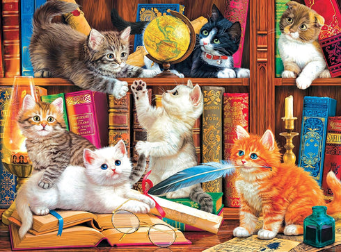 RoseArt - Fancy Cats -Library Mischief - 750 Piece Jigsaw Puzzle for Adults...