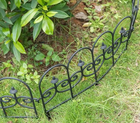 Gardenised QI003741.LB Decorative Black Vinyl Garden Patio Lawn Fence Landscape Panel Border, 24 x 13...