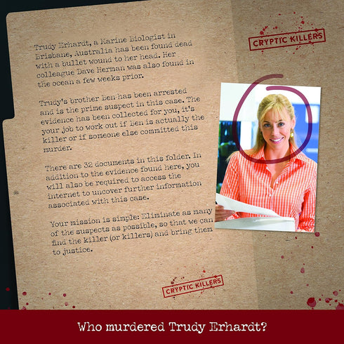 Unsolved murder mystery game - Cold Case Files Investigation - CRYPTIC KILLERS - Detective clues/evidence - Solve The crime - individuals, date ni...