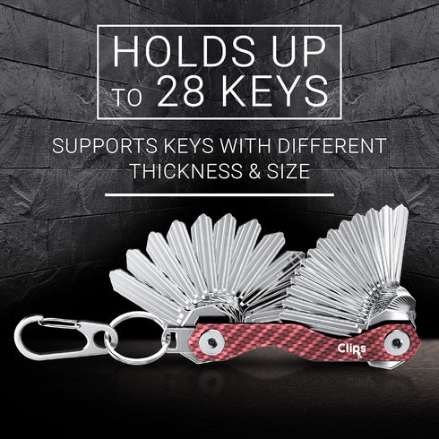Smart Compact Key Organizer Keychain - Made of Carbon Fiber & Stainless Steel- Pocket key Chain Organizer Up to 28 Keys- Lightweight, Strong Inclu...