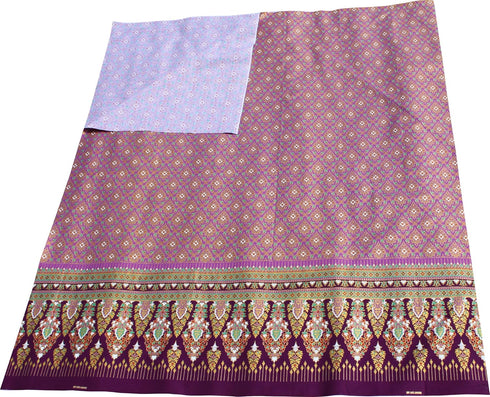 Thick Printed Batik Cotton Fabric in Thai Print 70x40 inches, Purple...
