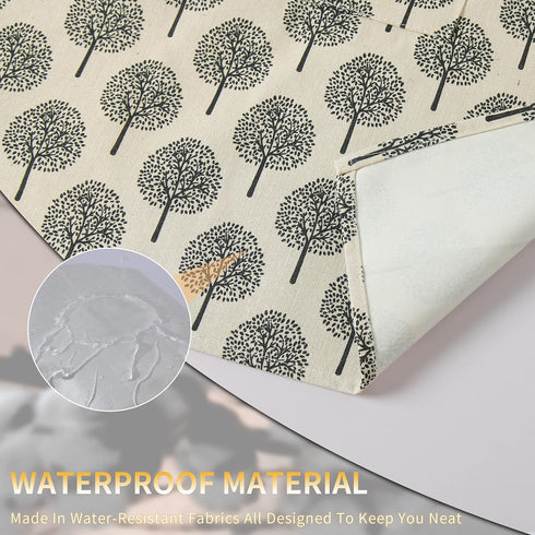 Tosewever 2 Pieces Cotton Linen Waterproof Bib Apron with 2 Pockets - Long Ties Adjustable Neck Strap - Unisex Cooking Kitchen Decorative Pattern ...