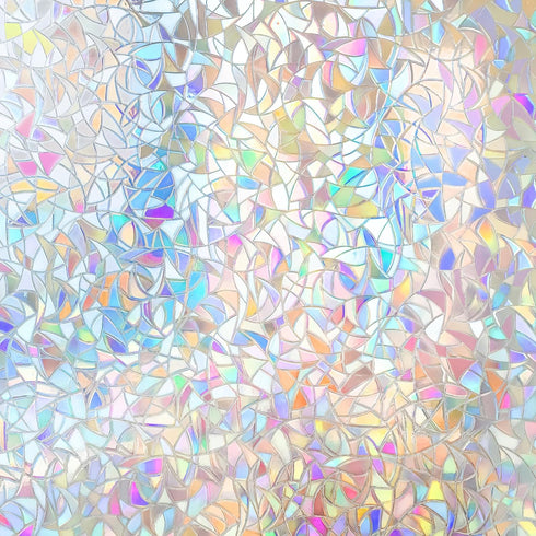 Window Privacy Film Rainbow Window Clings 3D Decorative Stained Glass Vinyl Anti UV Static Cling Film Non-Adhesive Window Covering Film (11.8'' x ...