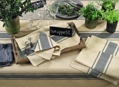 Cotton Table Runner With Banded Design...