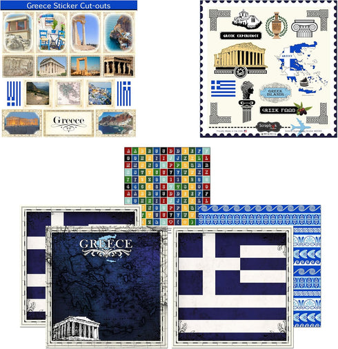 Scrapbook Customs 17508 Themed Paper and Stickers Scrapbook Kit, Greece Sightseeing...
