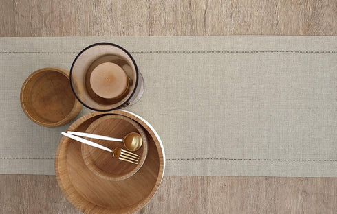 Solino Home Linen Table Runner 90 Inches Long - Classic Hemstitch 100% Pure Linen Natural Dining Table Runner 16 x 90 Inch for Summer, Fall...