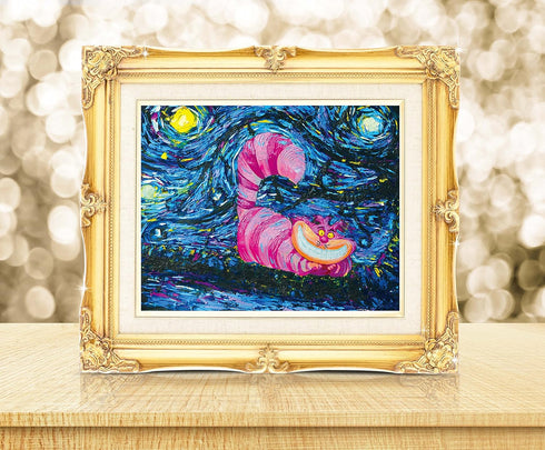 Uhomate Alice in Wonderland Cheshire Cat Alice Wonderland Vincent Van Gogh Starry Night Posters Home Canvas Wall Art Nursery Decor Living Room Wal...