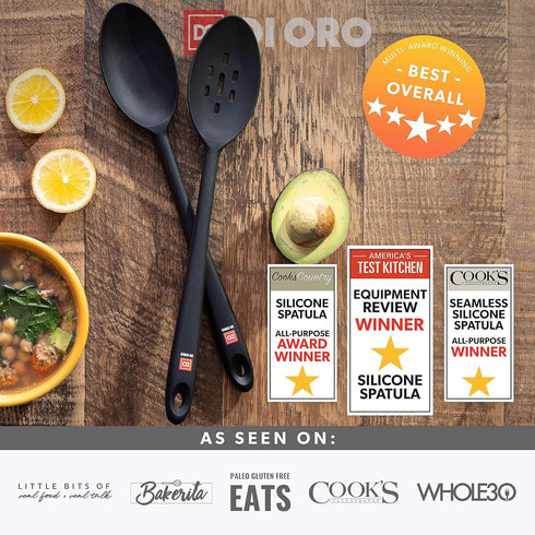 DI ORO Cooking Spoon - Solid Silicone 600F High Heat Nonstick Cookware Safe - Kitchen Spoon for Cooking & Baking - Large Serving & Mixing Utensil ...