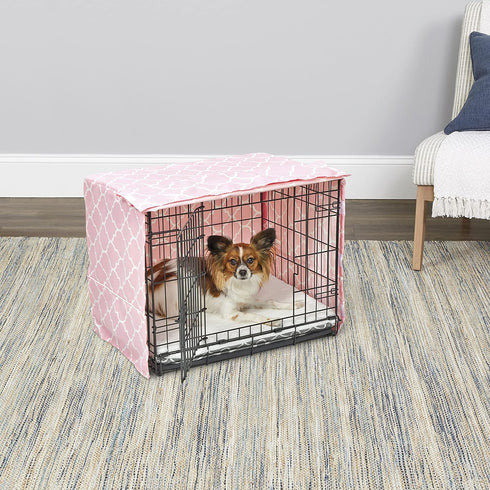 New World Pet Products Dog Crate Cover Featuring Teflon Fabric Protector, Dog Crate Cover Fits Midwest 24-Inch Dog Crates, Pink Designer Pattern...