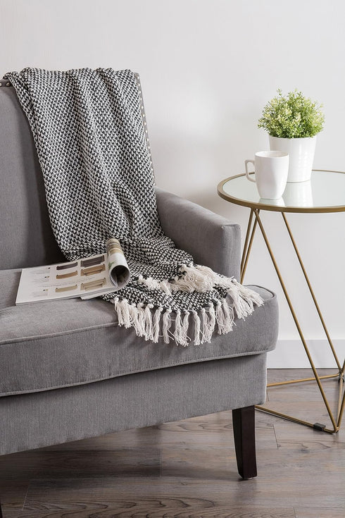 DII 100% Cotton Basket Weave Throw for Indoor/Outdoor Use Camping Bbq's Beaches Everyday Blanket, 50 x 60, Black...