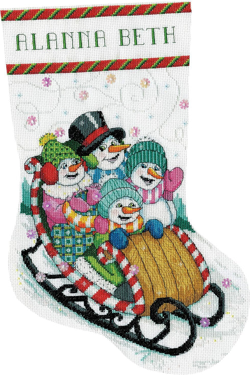 Design Works Crafts Snow Sledding Counted Cross Stitch Stocking Kit, White...