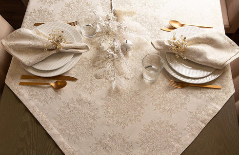 DII Holiday Dining Table Linen Sparkle Metallic Kitchen Décor, Napkin Set, 20x20, Jacquard Snowflakes, 6 Piece...