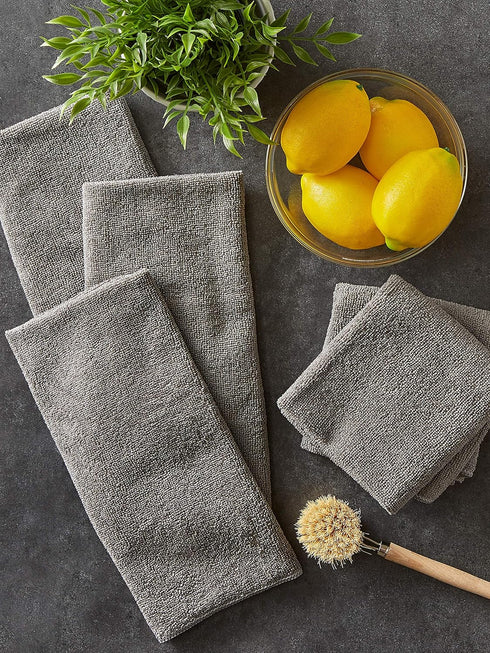 DII Cleaning Collection Microfiber Set, Dishtowel, 16x24, Gray, 6 Piece...