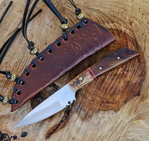 METAL OF HONOR Paring Knife 3inch Small kitchen Knife with Sheath Fruit and Vegitable Knife for Peeling (Stag)...