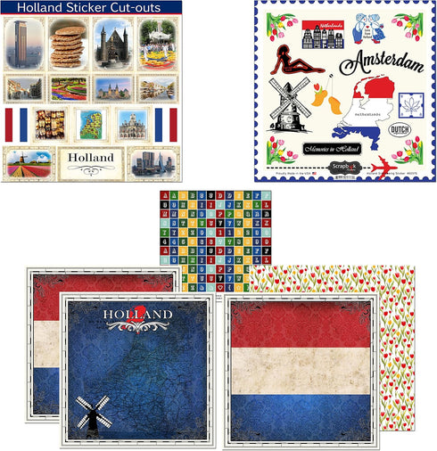 Scrapbook Customs Themed Paper and Stickers Scrapbook Kit, Holland Sightseeing...