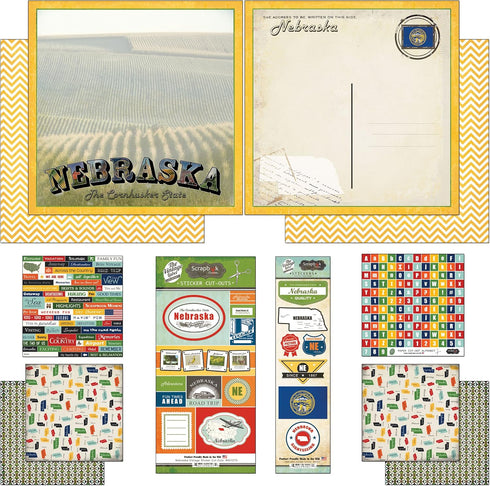 Scrapbook Customs Themed Paper and Stickers Scrapbook Kit, Nebraska Vintage, 12 inch by 12 inch...