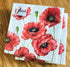 20-ct 13x13 Valentine's Napkins Decorative for Decoupage Red Poppy Floral Paper for Mother's Father's Day Red Pretty Flower Napkins gorgeous for L...