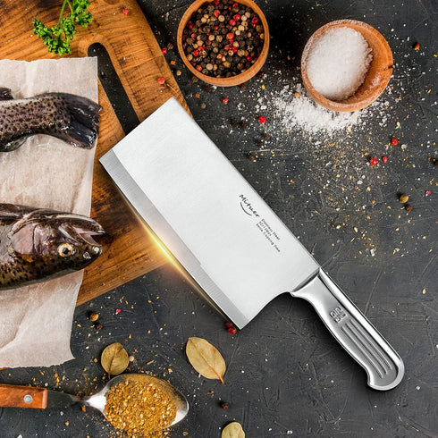 Meat Cleaver 7 inch Butcher Knife - Stainless Steel Chinese Chef Knife - Cleaver Knife for Restaurants and Home...