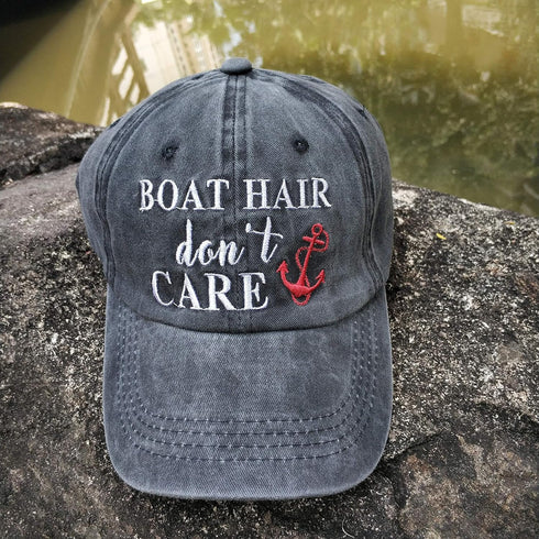 Women's Ponytail Baseball Cap Boat Hair Don't Care Embroidered Vintage Dad Hat...