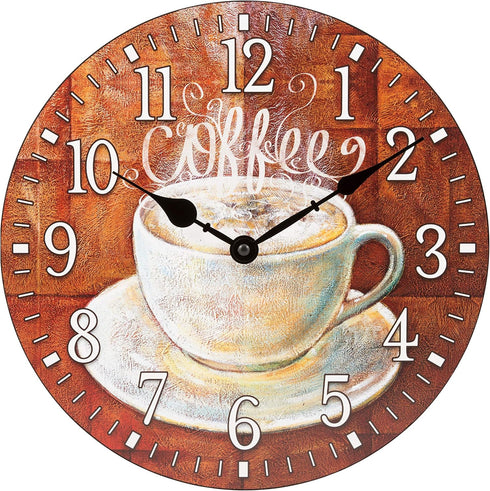 La Crosse Clock 404-2631C-INT 12-Inch Round Coffee Decorative Quartz Analog Wall Clock...