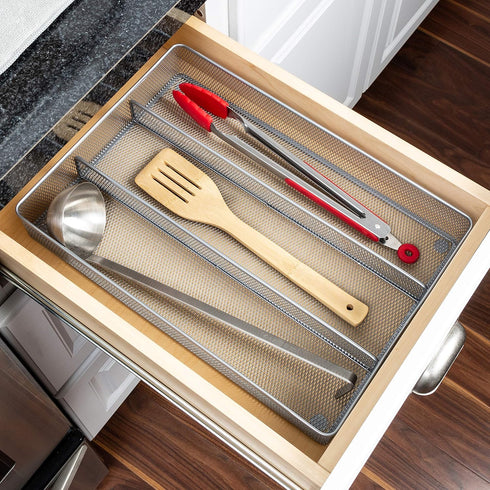 Honey-Can-Do KCH-02157 Steel Mesh 3-Compartment Cutlery Utensil Organizer, Silver...