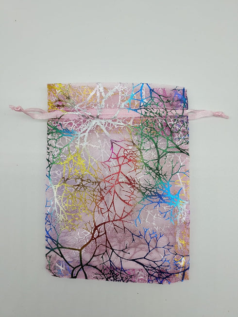 100pcs Sheer Organza Favor Bags For Wedding Baby Shower Rattan Print Gift Bags Samples Display Drawstring Pouches (3x4 inch, coral pink)...