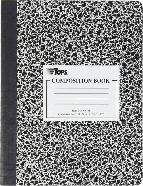 Tops 63786 9-3/4" X 7-1/2" Quad Ruled Composition Notebook...