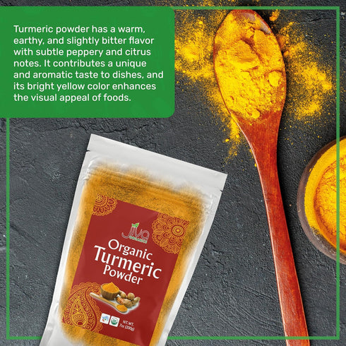 Jiva Organic Turmeric Powder 7 oz - Packaged in Resealable Bag, 100% Raw with Tumeric Powdered Organic, Turmeric Curcumin Powder, Origins from Ind...